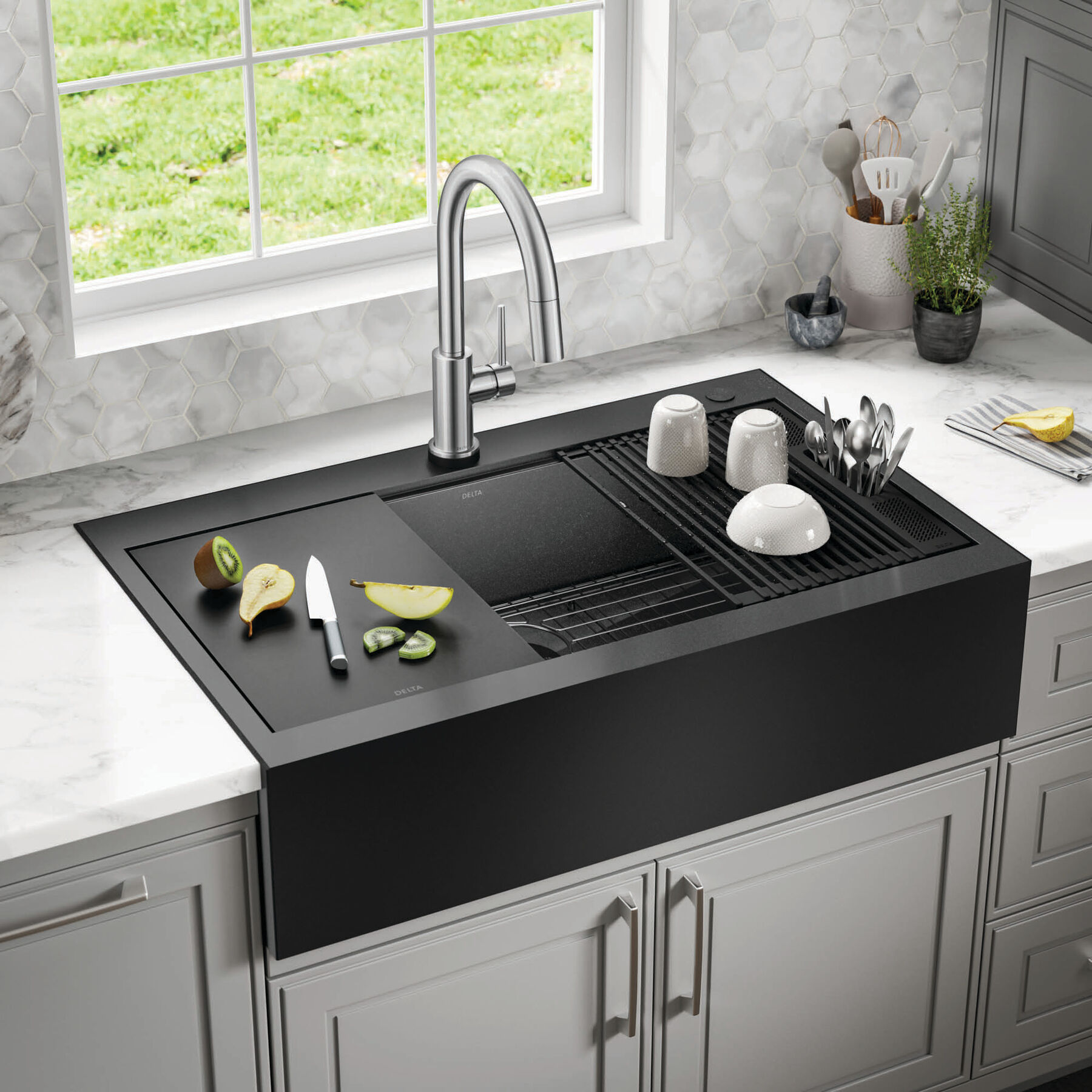 36&rdquo; Retrofit Farmhouse Apron Front 16 Gauge Workstation Kitchen Sink Single Bowl in with WorkFlow&trade; Ledge and&nbsp;Accessories for Top Mount Drop-In Installation